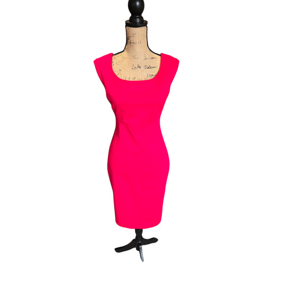 Tahari hot pink bodycon cap sleeve dress, size 8 - Picture 1 of 5